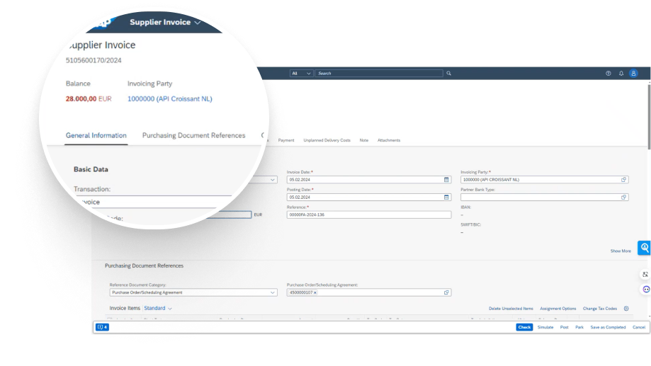SAP supplier invoice